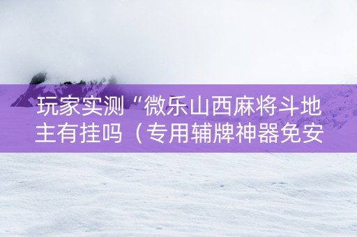 玩家实测“微乐山西麻将斗地主有挂吗（专用辅牌神器免安装）