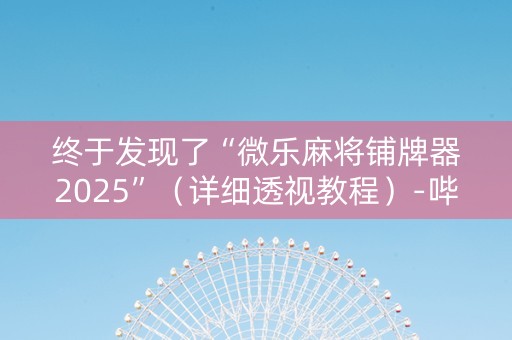 终于发现了“微乐麻将铺牌器2025”（详细透视教程）-哔哩哔哩