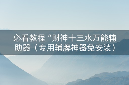 必看教程“财神十三水万能辅助器（专用辅牌神器免安装）