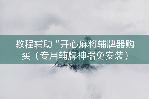 教程辅助“开心麻将辅牌器购买（专用辅牌神器免安装）