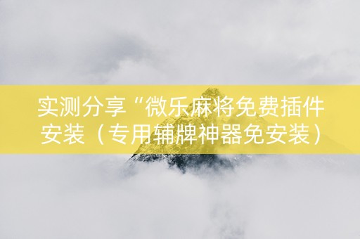 实测分享“微乐麻将免费插件安装（专用辅牌神器免安装）