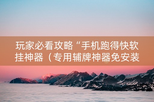 玩家必看攻略“手机跑得快软挂神器（专用辅牌神器免安装）