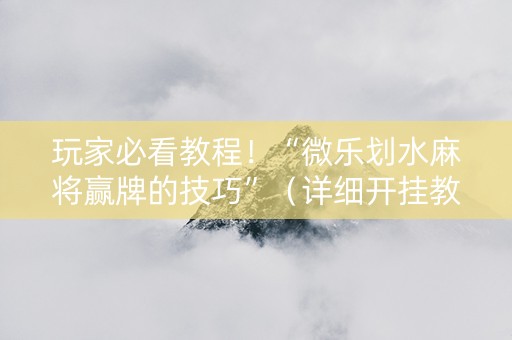 玩家必看教程！“微乐划水麻将赢牌的技巧”（详细开挂教程）-哔哩哔哩