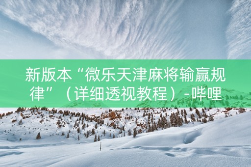 新版本“微乐天津麻将输赢规律”（详细透视教程）-哔哩哔哩
