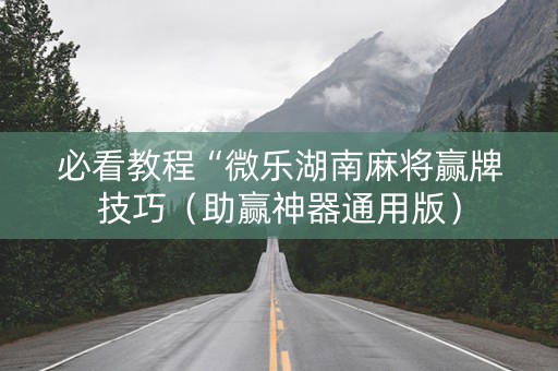 必看教程“微乐湖南麻将赢牌技巧（助赢神器通用版）