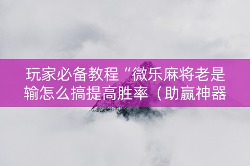 玩家必备教程“微乐麻将老是输怎么搞提高胜率（助赢神器通用版）