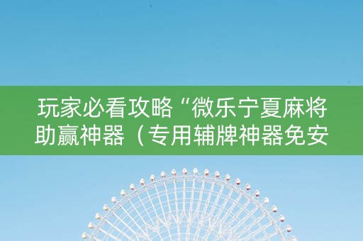 玩家必看攻略“微乐宁夏麻将助赢神器（专用辅牌神器免安装）