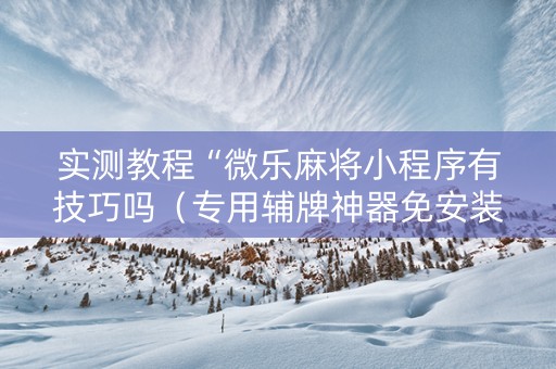 实测教程“微乐麻将小程序有技巧吗（专用辅牌神器免安装）