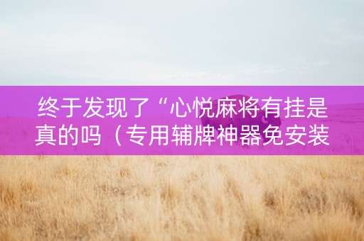 终于发现了“心悦麻将有挂是真的吗（专用辅牌神器免安装）