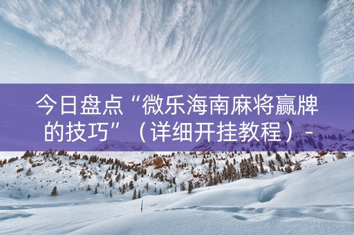 今日盘点“微乐海南麻将赢牌的技巧”（详细开挂教程）-哔哩哔哩