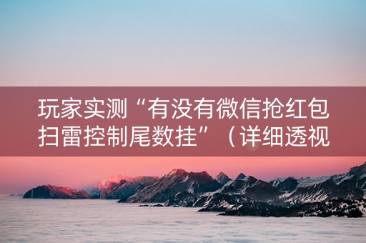 玩家实测“有没有微信抢红包扫雷控制尾数挂”（详细透视教程）-哔哩哔哩