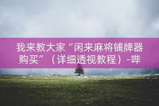 我来教大家“闲来麻将铺牌器购买”（详细透视教程）-哔哩哔哩
