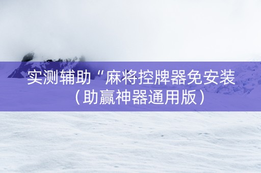 实测辅助“麻将控牌器免安装（助赢神器通用版）