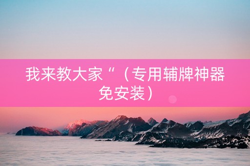 我来教大家“（专用辅牌神器免安装）
