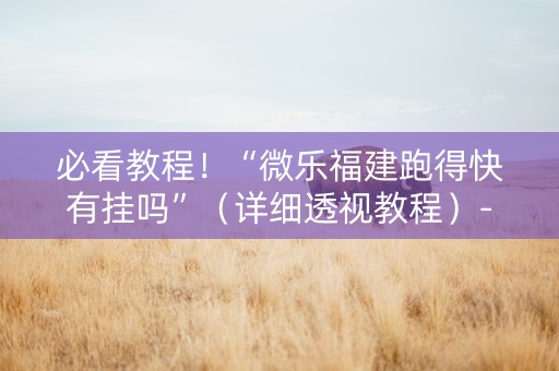 必看教程！“微乐福建跑得快有挂吗”（详细透视教程）-哔哩哔哩