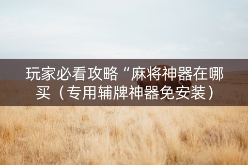 玩家必看攻略“麻将神器在哪买（专用辅牌神器免安装）