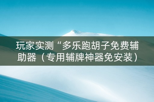 玩家实测“多乐跑胡子免费辅助器（专用辅牌神器免安装）
