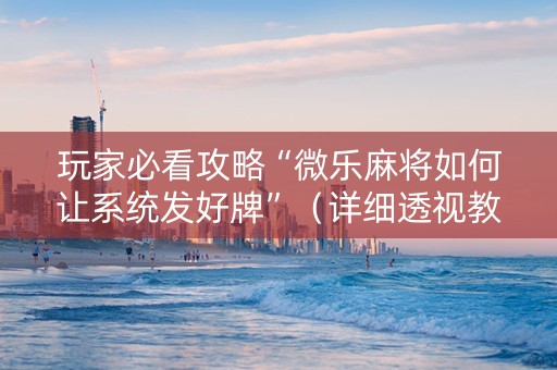 玩家必看攻略“微乐麻将如何让系统发好牌”（详细透视教程）-哔哩哔哩