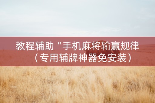 教程辅助“手机麻将输赢规律（专用辅牌神器免安装）