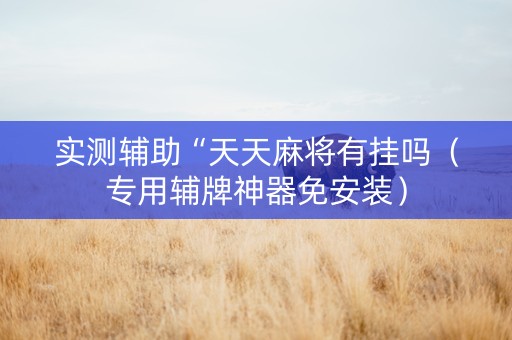 实测辅助“天天麻将有挂吗（专用辅牌神器免安装）
