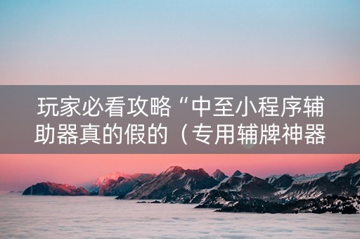 玩家必看攻略“中至小程序辅助器真的假的（专用辅牌神器免安装）