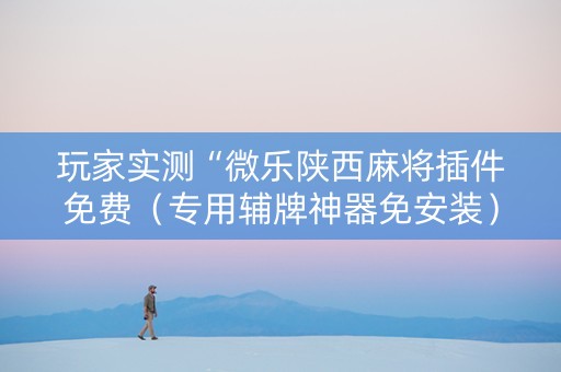 玩家实测“微乐陕西麻将插件免费（专用辅牌神器免安装）
