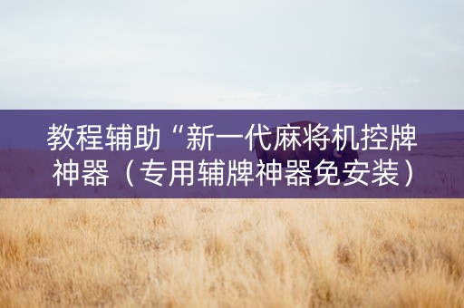 教程辅助“新一代麻将机控牌神器（专用辅牌神器免安装）