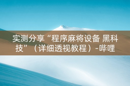 实测分享“程序麻将设备 黑科技”（详细透视教程）-哔哩哔哩