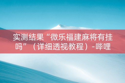 实测结果“微乐福建麻将有挂吗”（详细透视教程）-哔哩哔哩
