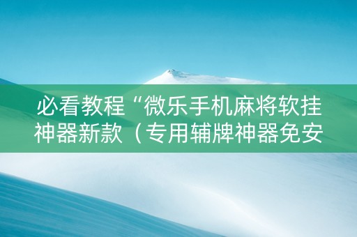 必看教程“微乐手机麻将软挂神器新款（专用辅牌神器免安装）