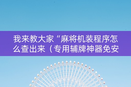 我来教大家“麻将机装程序怎么查出来（专用辅牌神器免安装）