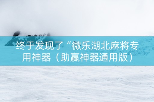 终于发现了“微乐湖北麻将专用神器（助赢神器通用版）