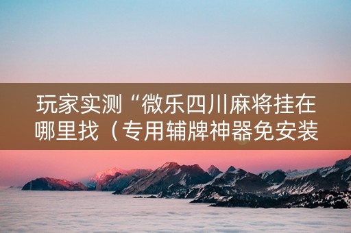 玩家实测“微乐四川麻将挂在哪里找（专用辅牌神器免安装）