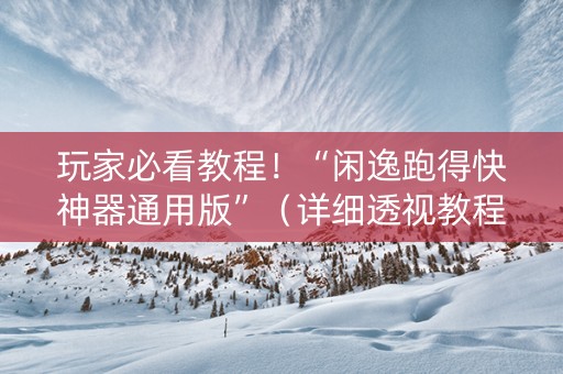 玩家必看教程！“闲逸跑得快神器通用版”（详细透视教程）-哔哩哔哩