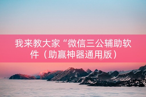 我来教大家“微信三公辅助软件（助赢神器通用版）