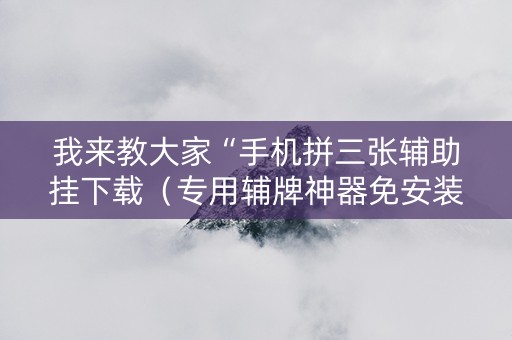 我来教大家“手机拼三张辅助挂下载（专用辅牌神器免安装）