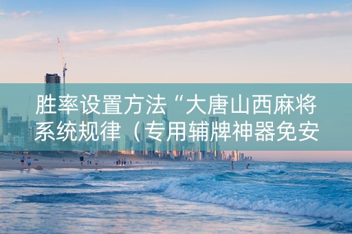 胜率设置方法“大唐山西麻将系统规律（专用辅牌神器免安装）