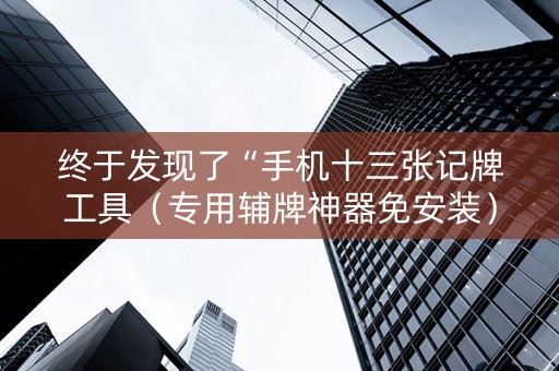 终于发现了“手机十三张记牌工具（专用辅牌神器免安装）