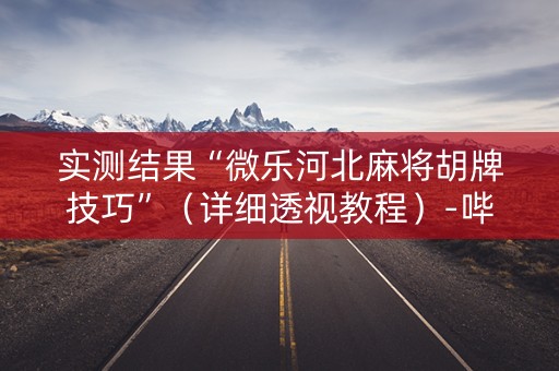 实测结果“微乐河北麻将胡牌技巧”（详细透视教程）-哔哩哔哩