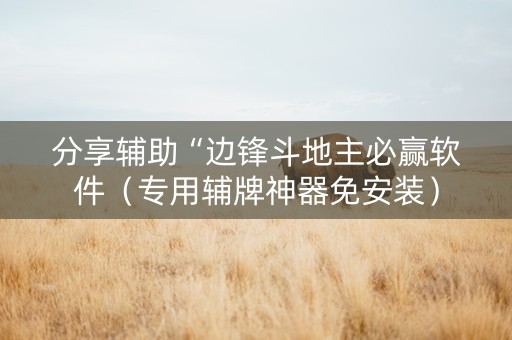 分享辅助“边锋斗地主必赢软件（专用辅牌神器免安装）