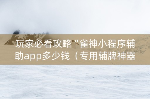 玩家必看攻略“雀神小程序辅助app多少钱（专用辅牌神器免安装）