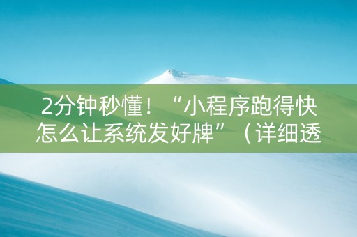 2分钟秒懂！“小程序跑得快怎么让系统发好牌”（详细透视教程）-哔哩哔哩