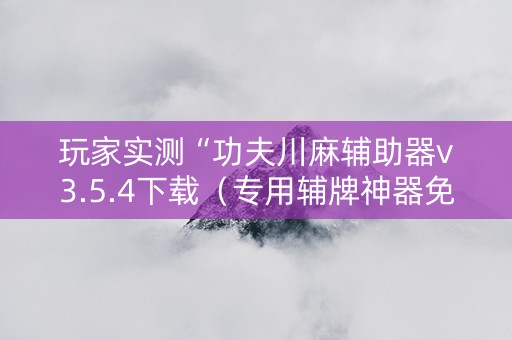 玩家实测“功夫川麻辅助器v3.5.4下载（专用辅牌神器免安装）
