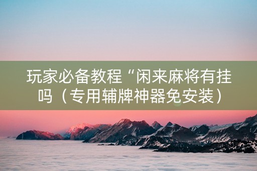 玩家必备教程“闲来麻将有挂吗（专用辅牌神器免安装）
