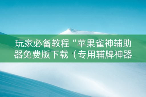 玩家必备教程“苹果雀神辅助器免费版下载（专用辅牌神器免安装）