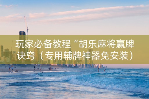 玩家必备教程“胡乐麻将赢牌诀窍（专用辅牌神器免安装）