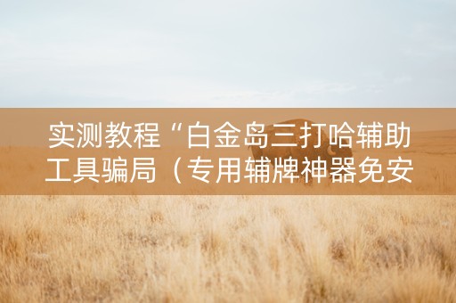 实测教程“白金岛三打哈辅助工具骗局（专用辅牌神器免安装）