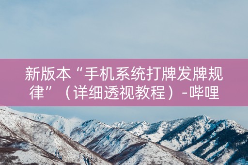 新版本“手机系统打牌发牌规律”（详细透视教程）-哔哩哔哩