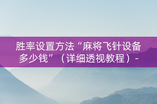胜率设置方法“麻将飞针设备多少钱”（详细透视教程）-哔哩哔哩