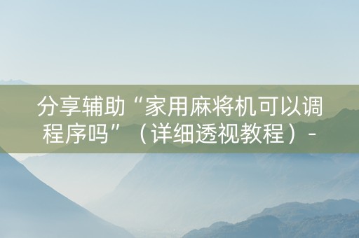分享辅助“家用麻将机可以调程序吗”（详细透视教程）-哔哩哔哩